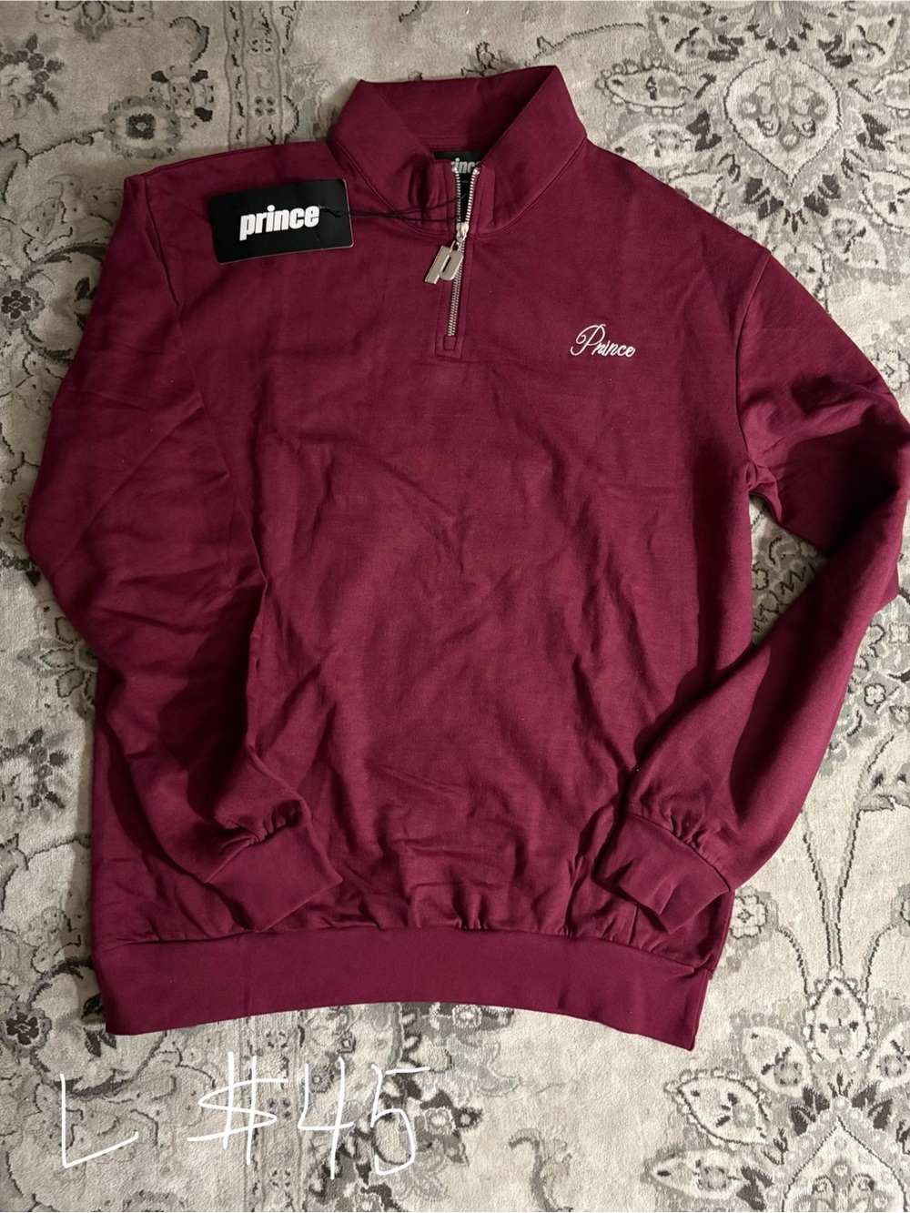 Prince Men’s Burgundy Zip-Up Sweater